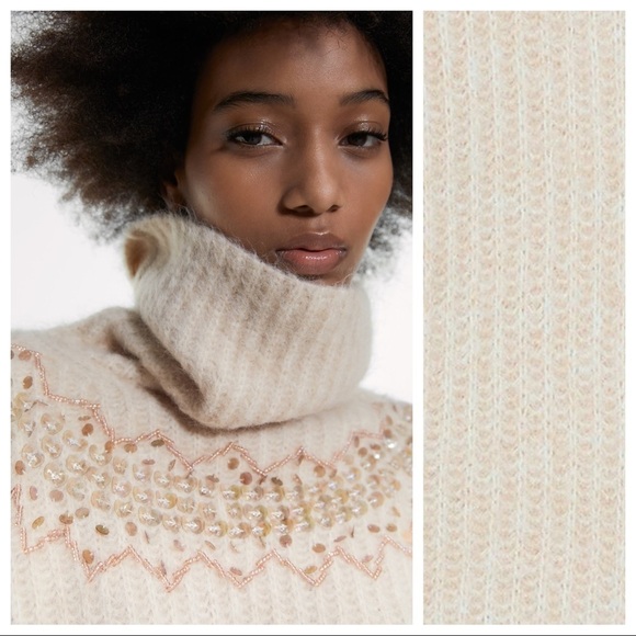 NWT. Zara Cream Knit Turtleneck Sweater. Size S. - Picture 4 of 7